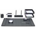 Black 10 Piece Classic Top Grain Leather Desk Set